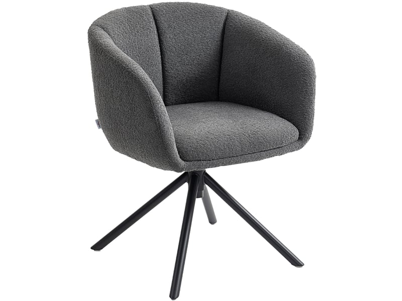 Fauteuil pivotant avec assise enveloppante et accoudoirs, pieds métalliques en polyester gris, 58,5×59×78,5 cm - Conforama A