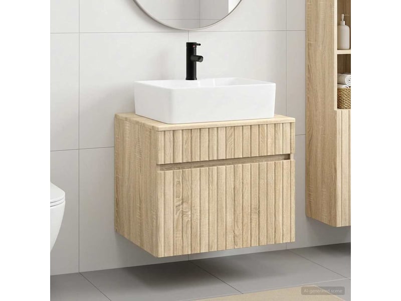  Ensemble de mobilier de salle de bain chêne sonoma cf64659  - Conforama B