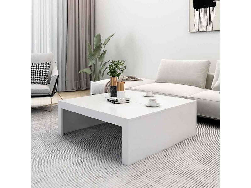  Table basse - table de salon - table à thé blanc 100x100x35 cm bois d'ingénierie  - Conforama C