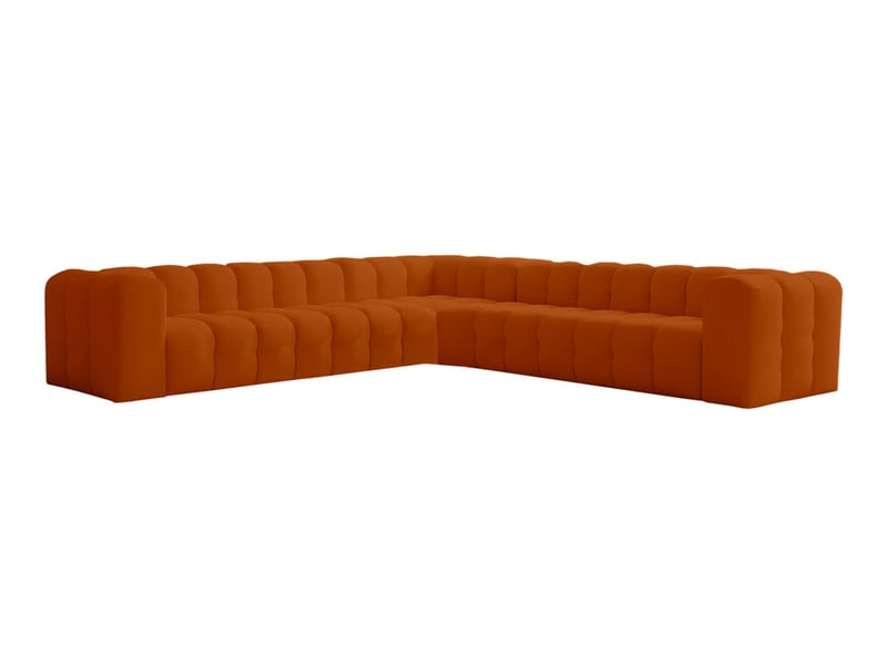  Canapé d'angle réversible miloe 8 places avec accoudoirs en velours - terracotta MILOE - Conforama A
