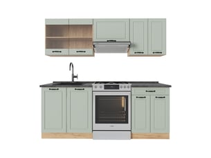 Vicco cuisine, mint campagnechêne doré, 200cm sans plan de travail