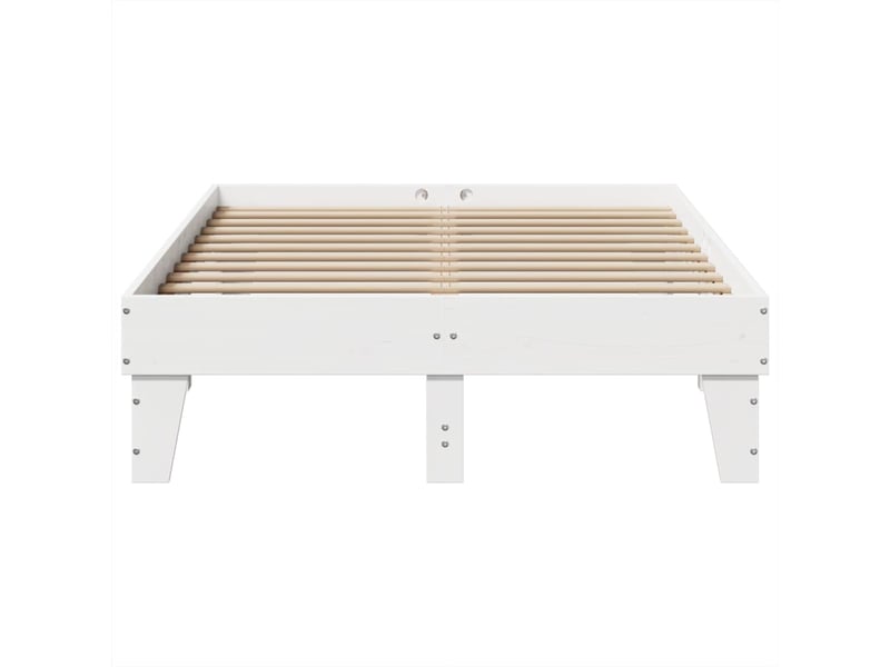  Lit double- lit adulte -  cadre de lit sans matelas blanc 135x190 cm bois de pin massif  - Conforama C