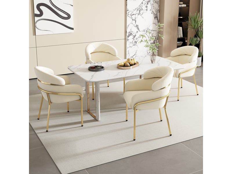  Lot de 6 chaises de salle à manger légères pour salon, chambre à coucher, loisirs, quatre pieds en métal, velours beige [ancien sku : wf317939aab-6] N634P266366B-6 - Conforama C