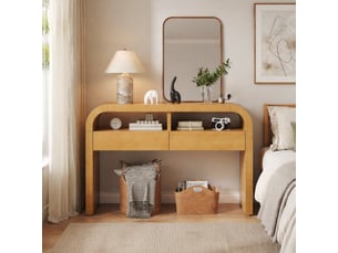 Table basse rectangulaire coloris naturel <strong>FLORAGRACE</strong> <strong></strong> - 35.5 cmx120 cm