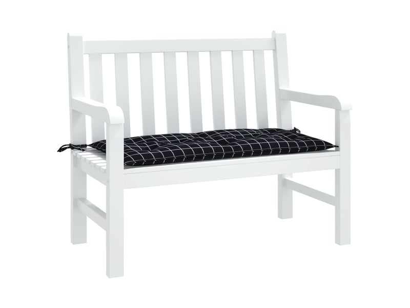  Coussin de banc de jardin, coussin d'assise carreaux noir 110x50x7 cm tissu cf52705  - Conforama C