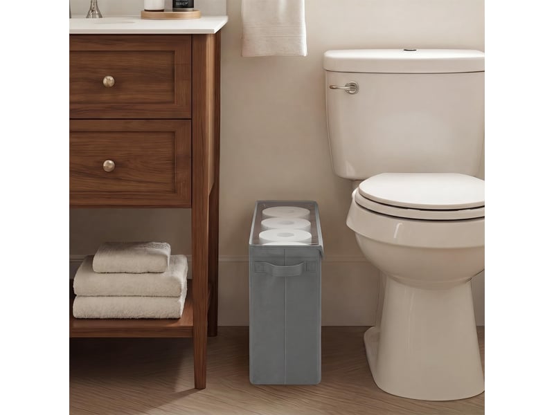 Panier porte papier toilette avec couvercle en pvc transparent, rangement salle de bain, 12 rouleaux standard - Conforama D