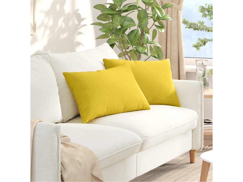  Lot de 2 coussins de canapé, coussins décoratifs tissu jaune clair 60 x 40 cm cf58892  - Conforama B