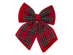 Nœud de sapin en velours tartan rouge 24 x 19 cm