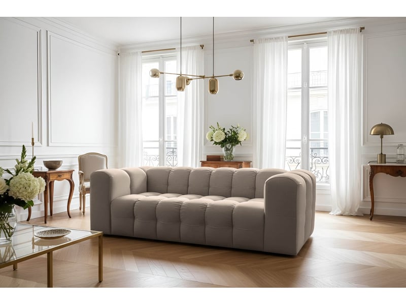  Canapé droit miloe fixe 3 places en velours - taupe MILOE - Conforama B