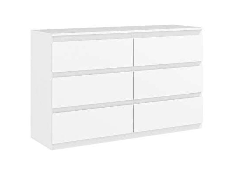  Commode 6 tiroirs meuble de rangement sans poignées design minimaliste 120 x 39 x 75 cm blanc  - Conforama A