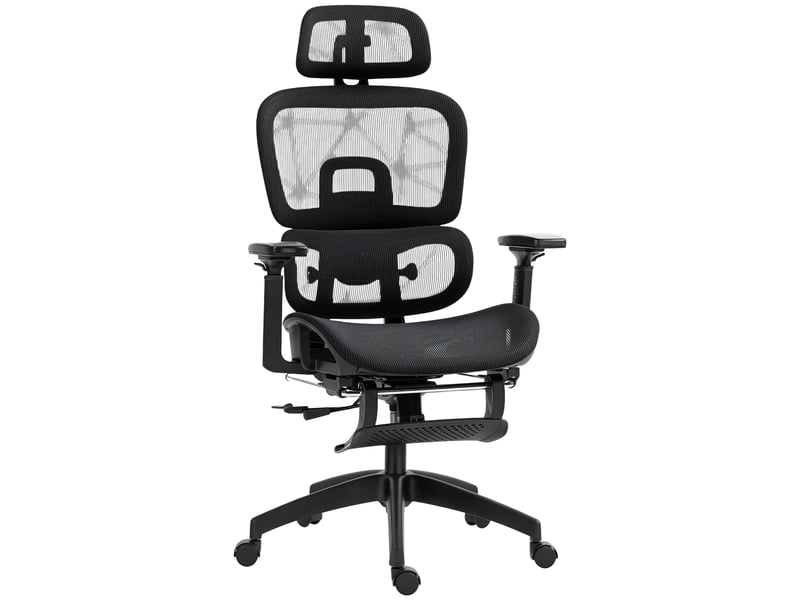  Fauteuil de bureau ergonomique, chaise bureau, maille (100 % polyester), 66x64x122cm, noir  - Conforama B