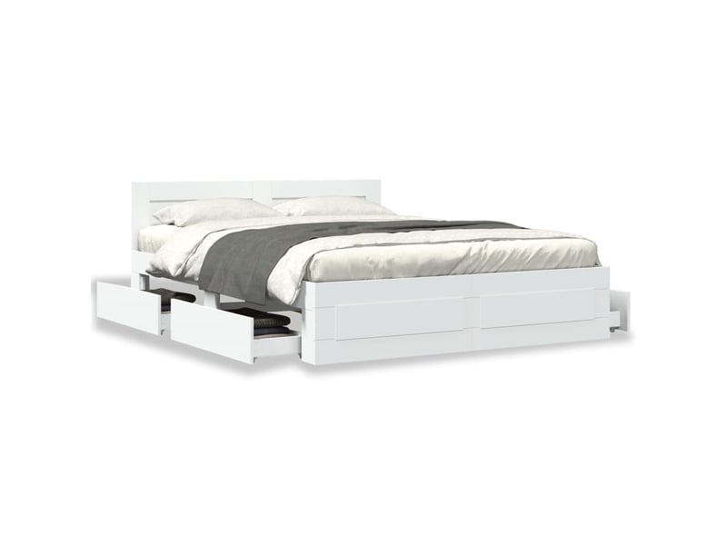  Lit double- lit adulte -  cadre de lit avec tête de lit sans matelas blanc 150x200 cm  - Conforama C