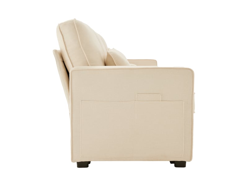  Canapé 4 places, canapé de salon — avec accoudoirs, en lin, porte-gobelets, port usb  - Conforama B