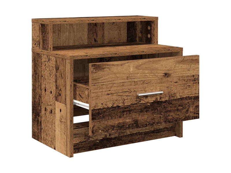  Lot de 2 tables de chevet - cabinet de chevet - table de nuit avec tiroir vieux bois 51x31x47 cm  - Conforama D