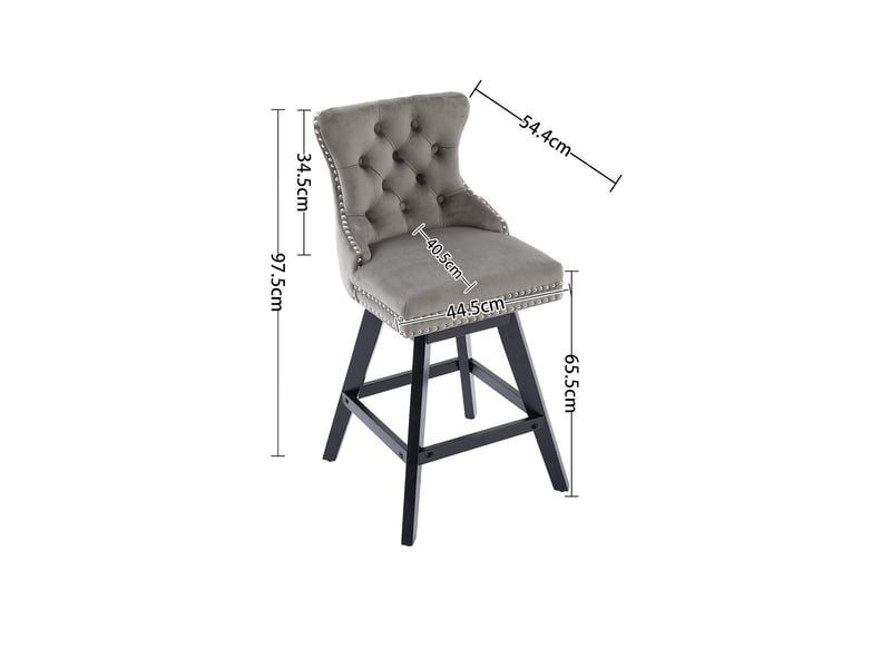  Tabouret de bar pivotant en velours gris avec dossier courbé cravdom  - Conforama E