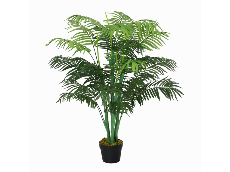  Palmier artificiel de 125 cm de haut, plante artificielle avec 18 palmes en pot, idéal pour le salon ou le balcon.  - Conforama B