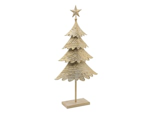Sapin de noël décoratif en métal or et blanc h. 77,5 cm
