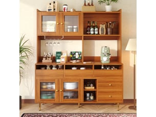 Buffet 1 porte(s) 2 tiroir(s) <strong></strong> <strong></strong> - 145 cm coloris bois foncé