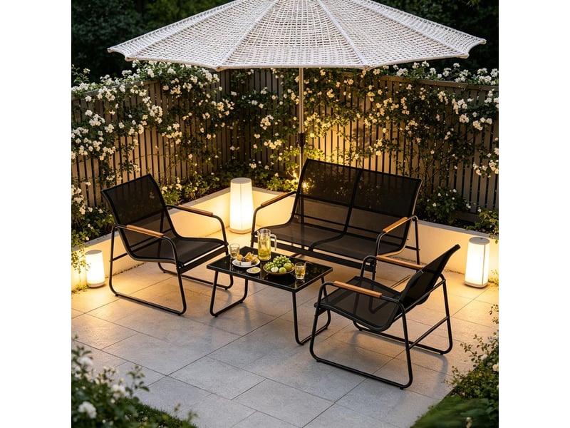  Salon de jardin ensemble de jardin 4 pièces mobilier de patio mobilier d'extérieur  - Conforama E