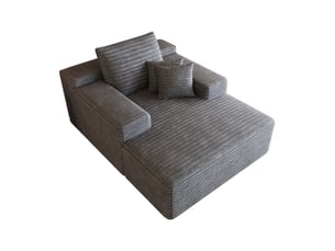 Méridienne 1 place modulable sans montage avec assise profonde et mousse en velours côtelé gris foncé