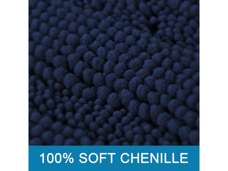  Tapis de baintapis de bain, bleu marine, 43*61cm + 51*81cm, ensemble de 2 pièces, tapis de sol en chenille extra épais, antidérapant  - Conforama B
