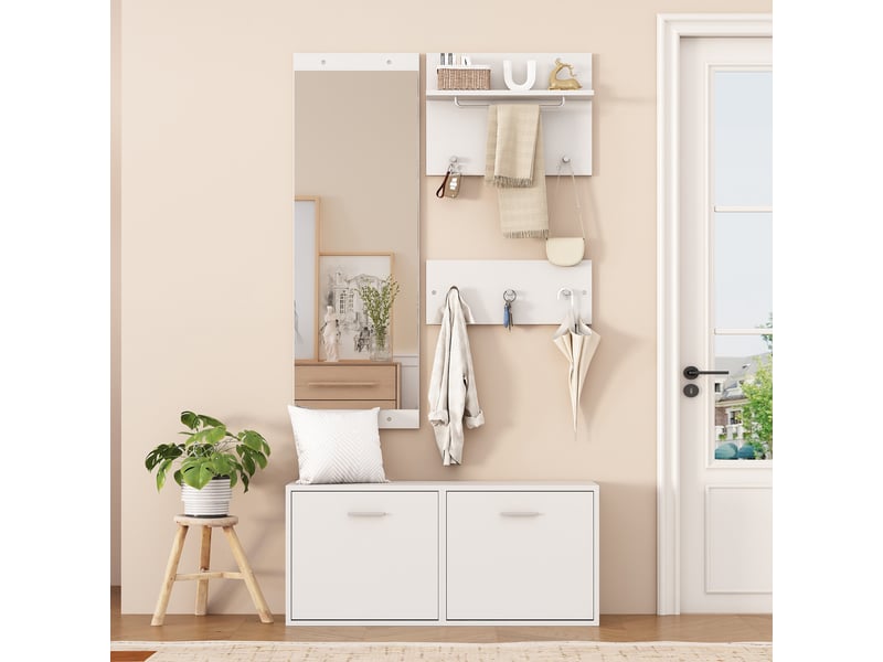 Portemanteau avec banc et rangement blanc 90 cm - Conforama B
