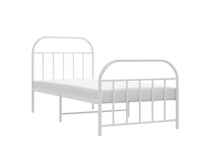  Lit simple- lit adulte -  cadre de lit métal sans matelas avec pied de lit blanc 90x190cm  - Conforama D