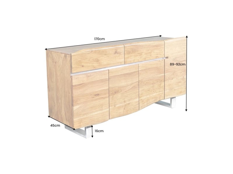  Buffet arkaya 170 cm en bois massif d'acacia – 4 portes, 2 tiroirs et piètement métal  - Conforama C