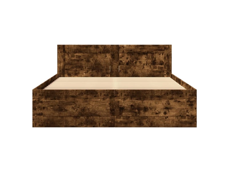  Lit double- lit adulte -  cadre de lit et tête de lit sans matelas chêne fumé 120x190 cm  - Conforama D