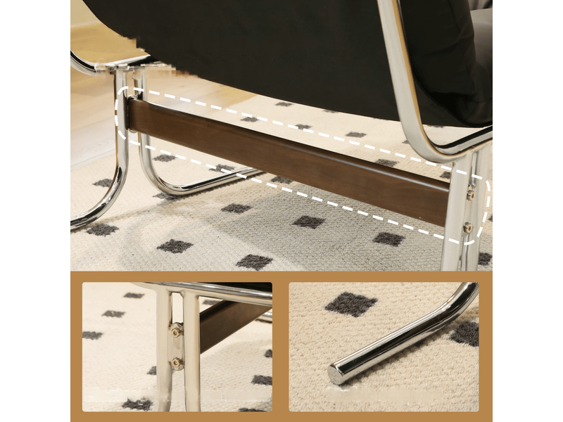  Fauteuil d'appoint style barcelona,72.2x84.1x84.6 cm,similicuir,noir  - Conforama E