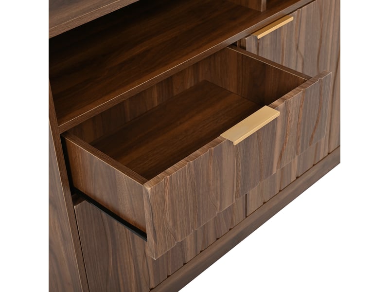  Buffet de cuisine 3 portes 1 tiroir 100x32x170 cm - meuble haut avec étagères ouvertes - pb et mdf - bois  - Conforama W