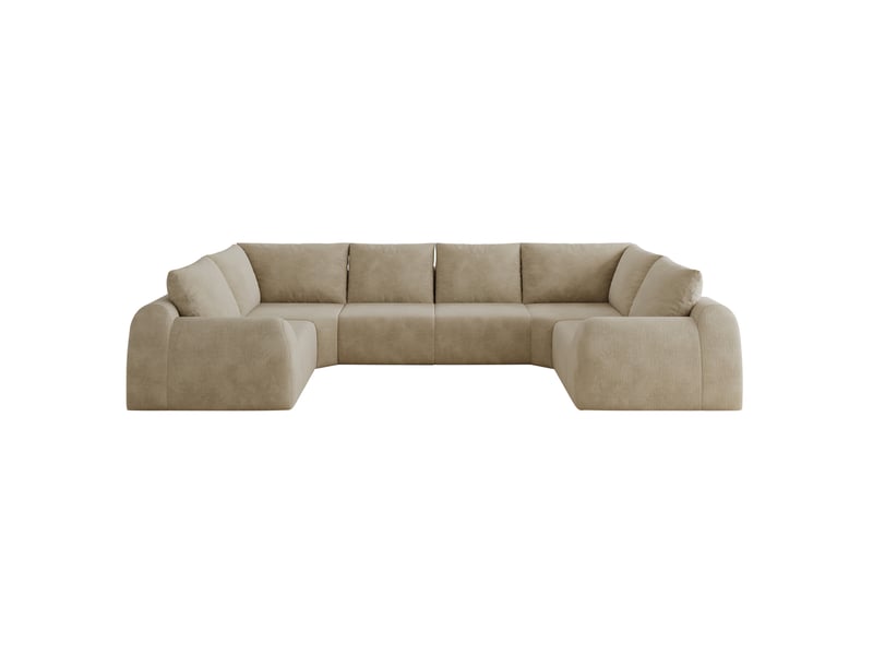  Canapé en u modenvie 6 places en tissu chenille taupe avec mousse haute élasticité 344 x 200 x 85 cm  - Conforama A