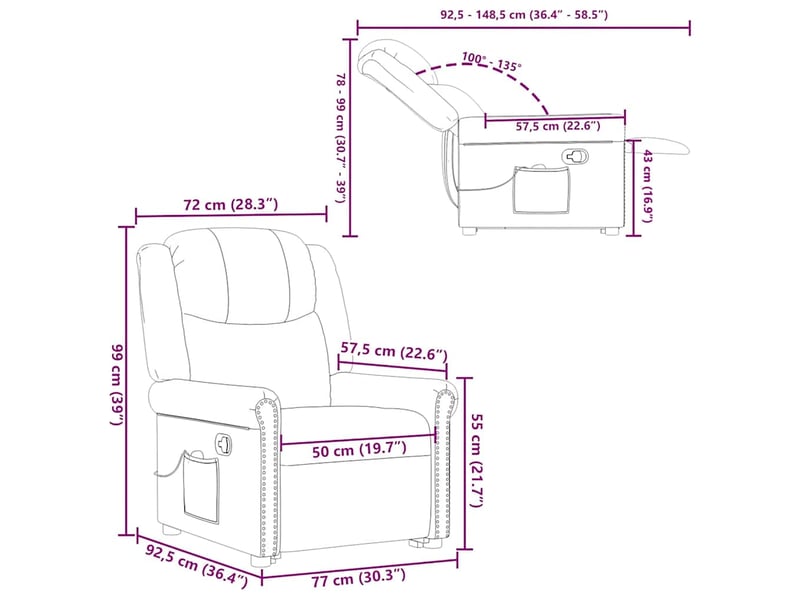  Vidaxl fauteuil de massage inclinable noir brillant similicuir  - Conforama C