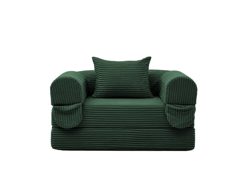  Fauteuil convertible lit vert - canapé single 120x85x65cm tissu côtelé rembourré salon  - Conforama A