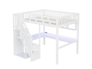 Lit mezzanine 140x200 cm <strong>RAUMIO</strong>  <strong></strong> coloris blanc