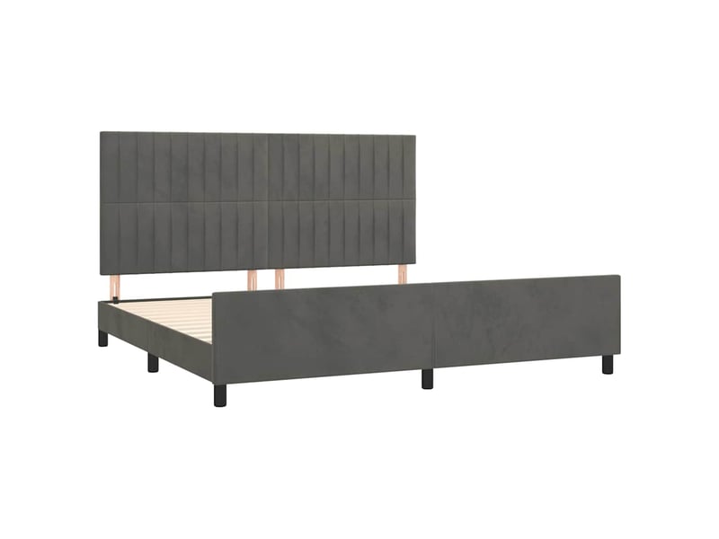  Lit double- lit adulte -  cadre de lit sans matelas gris foncé 200x200 cm velours  - Conforama C