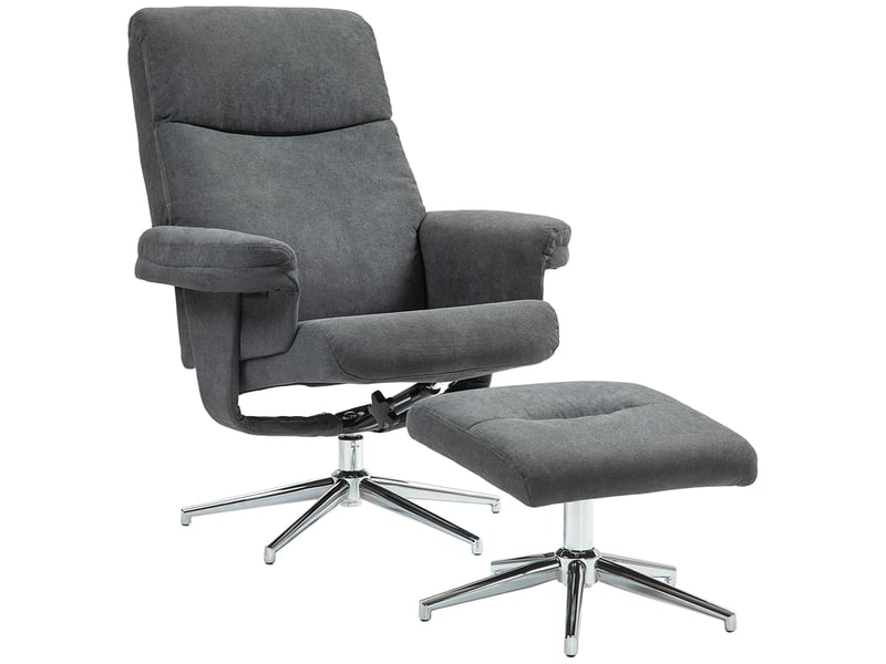  Fauteuil inclinable avec repose-pieds, dossier réglable, aspect velours, jusqu'à 150 kg, anthracite  - Conforama B
