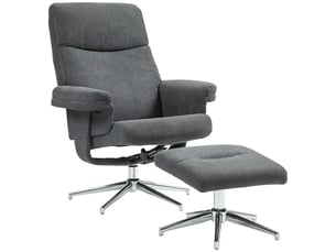 Fauteuil inclinable avec repose-pieds, dossier réglable, aspect velours, jusqu'à 150 kg, anthracite