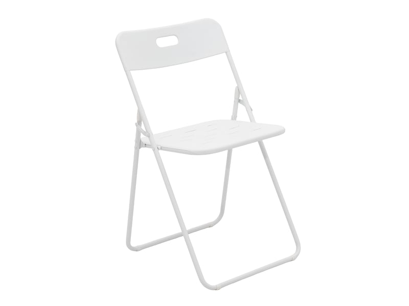  Salon de jardin pliant,60x60x73 cm,3 pièces avec 2 chaises et table,acier,blanc  - Conforama D