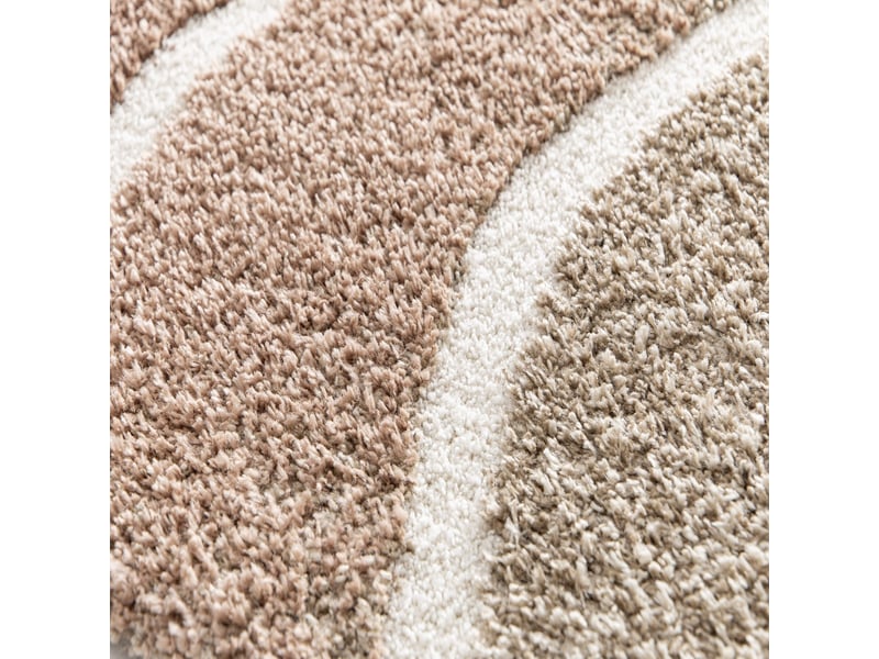  Tapis shaggy doux à motif ondulé marron beige 120x170  - Conforama D
