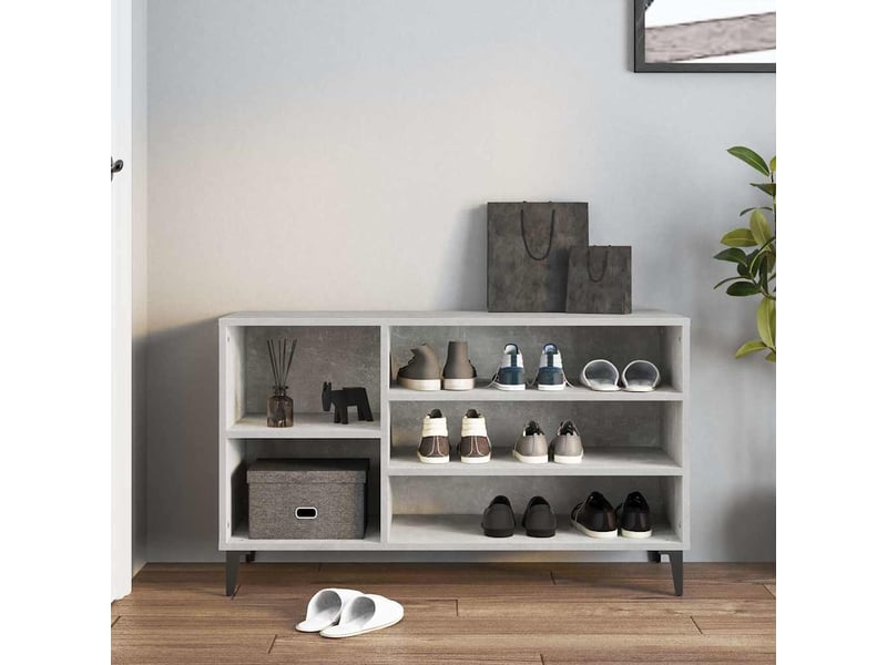  Meuble à chaussure, armoire à chaussures gris béton 102x36x60 cm bois d'ingénierie shl1794  - Conforama C