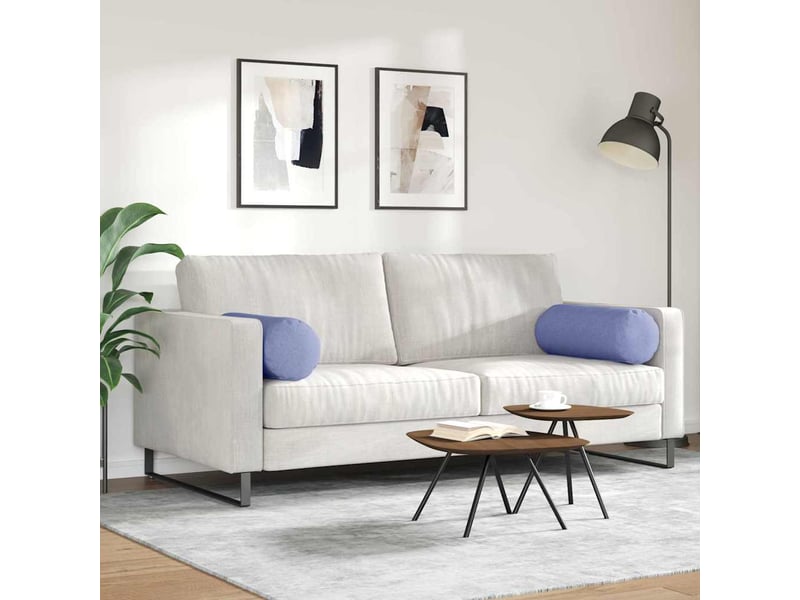 Lot de 2 coussins d'accent, coussins décoratifs, coussins lombaires tissu bleu denim ø 25 x 70 cm cf56685 - Conforama D