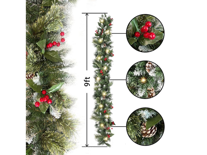 Guirlande de noël en pin vert 2,7m – épaisse, réutilisable, pour cheminée, table, mur et intérieurextérieur-avec de la lumière - Conforama B