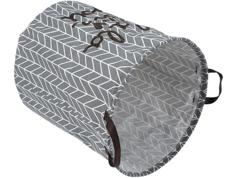  Lot de 2 paniers à linge ronds en coton et lin – grands bacs de rangement pour chambre d'enfant, gris et jaune  - Conforama C