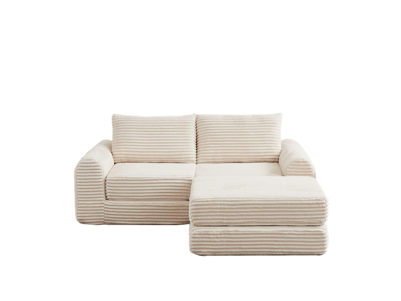  Canapé d'angle convertible ,2 places, avec deux coussins, accoudoirs carrés classiques,194x144x74cm,beige  - Conforama A