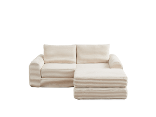 Canapé d'angle compressé réversible convertible <strong>BIQZUYA</strong> <strong></strong> 2 places Velours beige