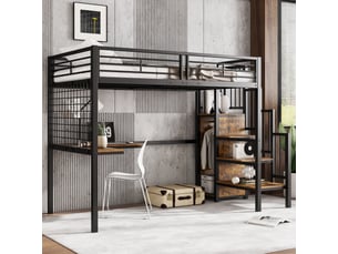 Lit mezzanine 90x200 cm <strong>NAHILIMI</strong>  <strong></strong> coloris noir