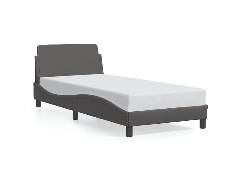  Lit simple- lit adulte -  cadre de lit dover gris 80x200 cm similicuir  - Conforama A