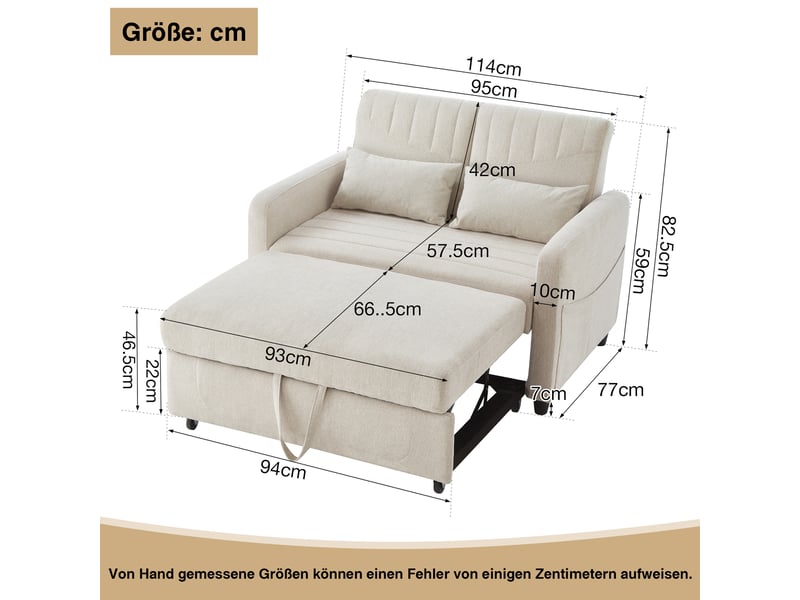 Canapé‑lit 2 places pliable et extensible, dossier réglable sur 3 positions, revêtement en tissu coton‑lin respirant Fay Lum - Conforama C