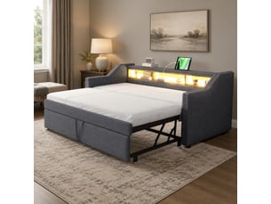 Lit simple 90x190 cm <strong>ELVMI</strong> <strong></strong> coloris gris